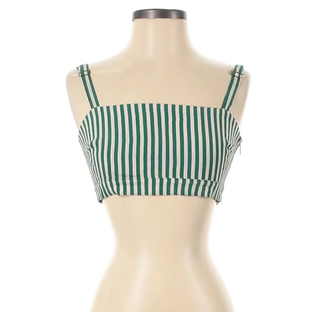 Flynn Skye Women Green Striped Tank Top